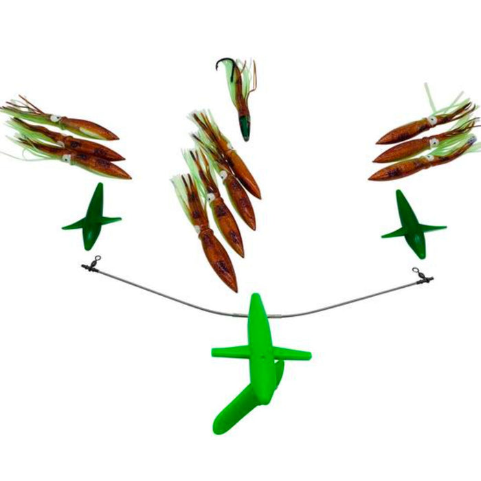 Chatter Lures 36" Side Tracker Spreader Bars - 9" Floating Bulb Squid