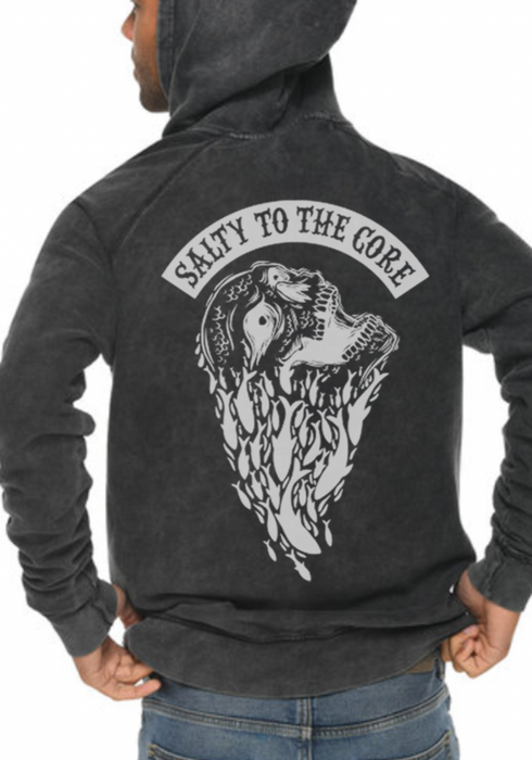 BHO "Salty To The Core" Schoolin' Skull Garment Dyed Hoodie